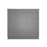 SHKL 36" Free-Standing Bathroom Cabinet with Ceramic Sink, MDF Gray
